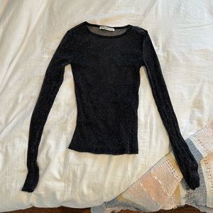 NA-KD Black Mesh Glitter See-Through Long Sleeve